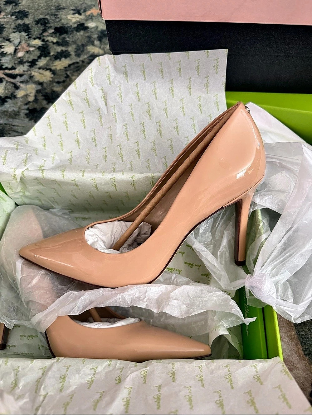 Sam Edelman Hazel Pump Pointed Toe Heels Nude US size 8 patent leather